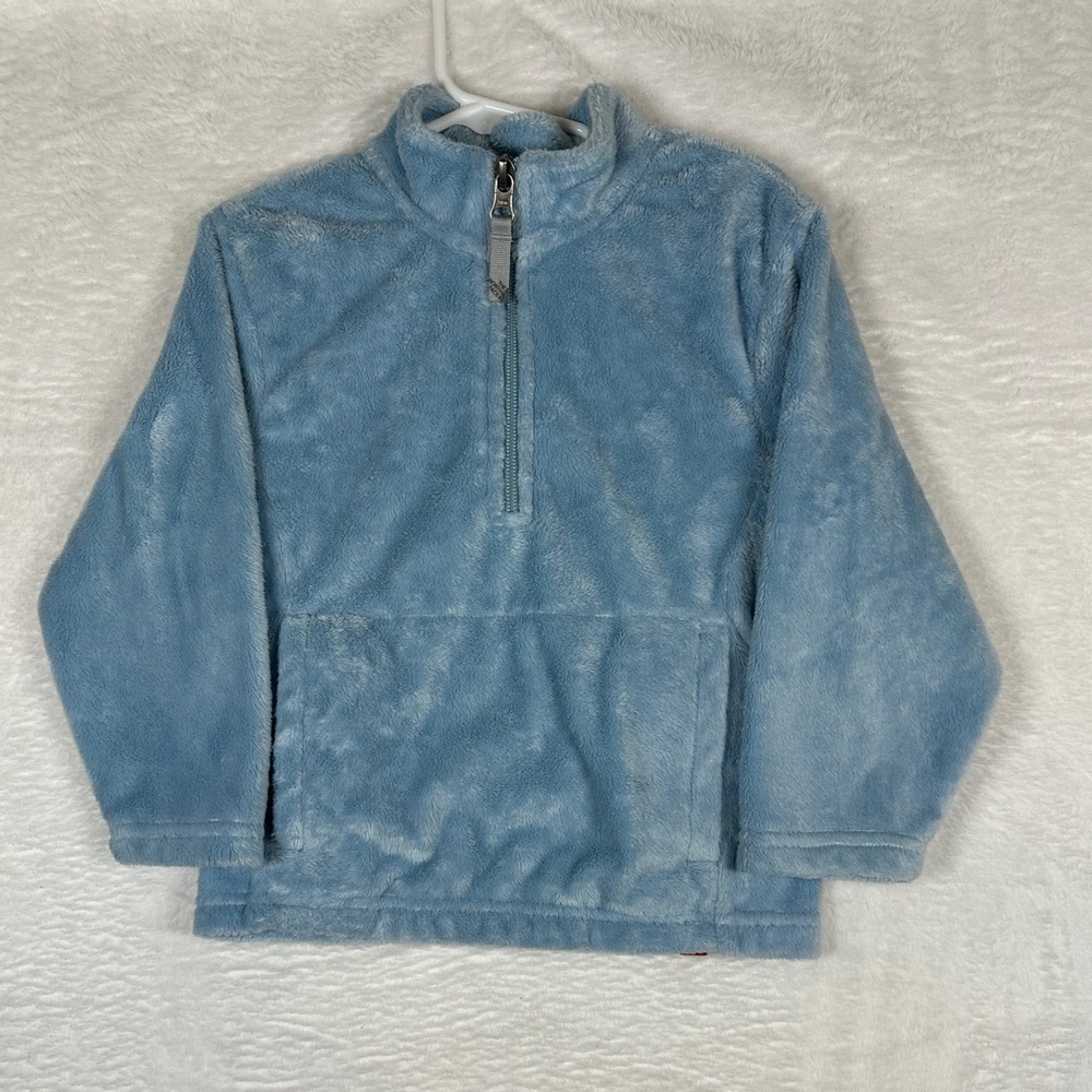 The North Face Fleece Pullover Girls XXS Blue Quarter Zip Kangaroo Pocket